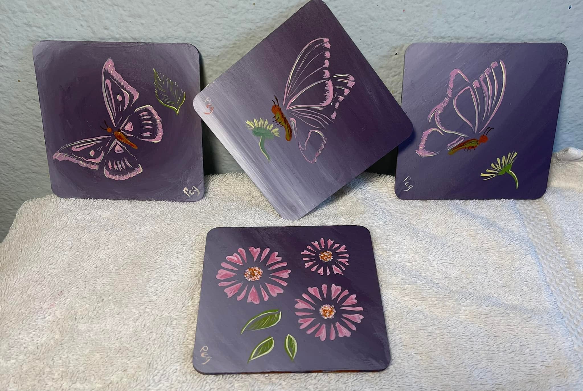 Fluid Acrylic Art or Mini Landscape wooden tiles