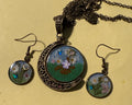 Antique Bronze swivel pendant and earring set