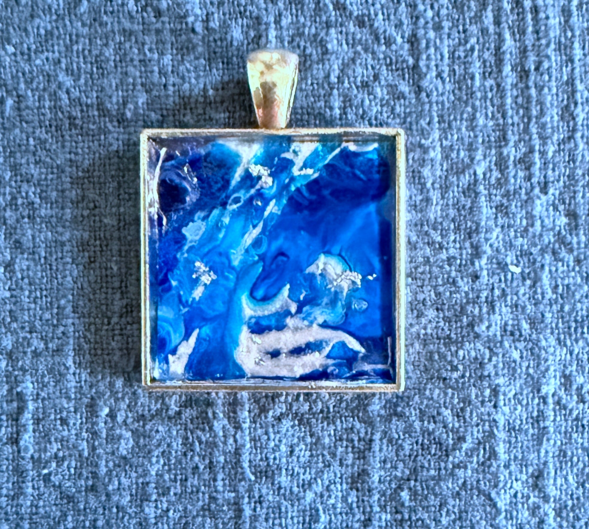 Blue fluid art pendant