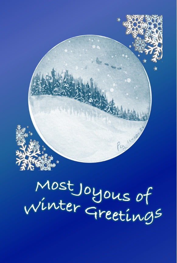 Christmas Card Snowy Mountainside Forest