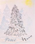 Christmas Card Snowy Pine Peace