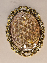 flower of life silver with blue background, 40 mm
