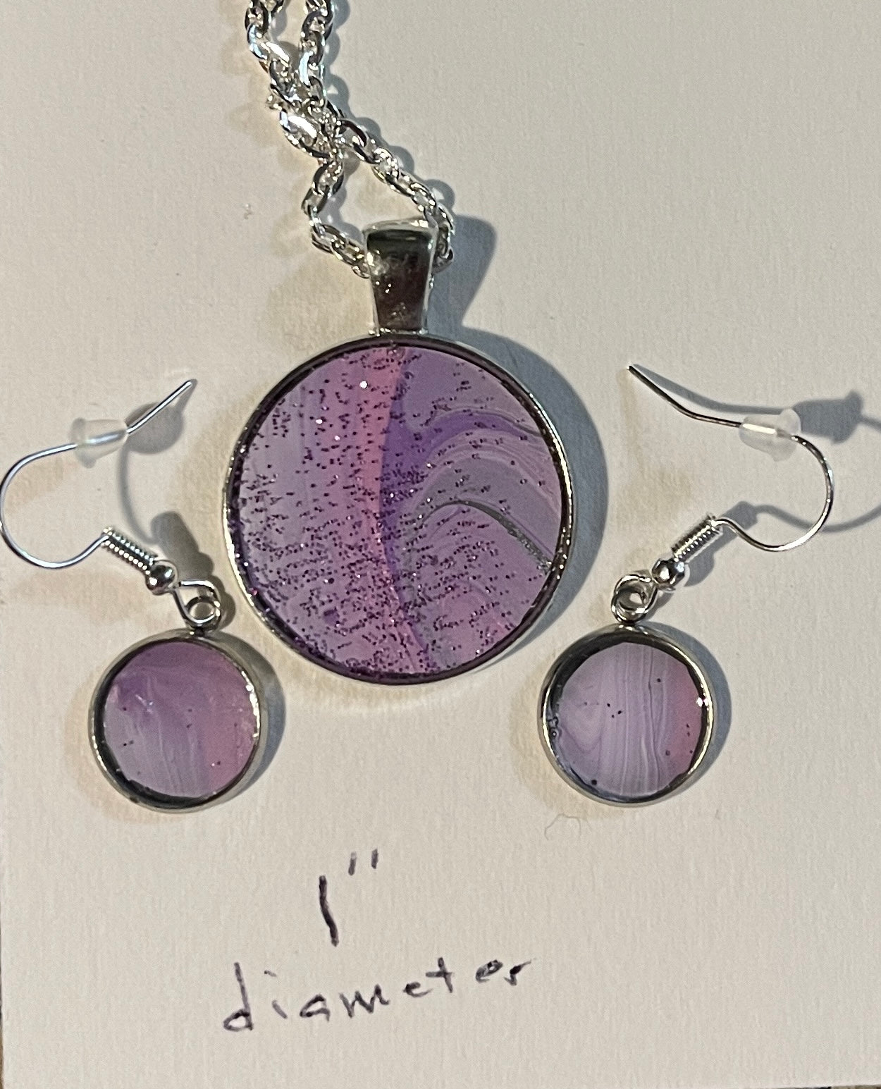 Pastel pendant and earring set