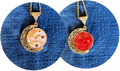 Romantic Pink and Red Swivel Pendant set in gold