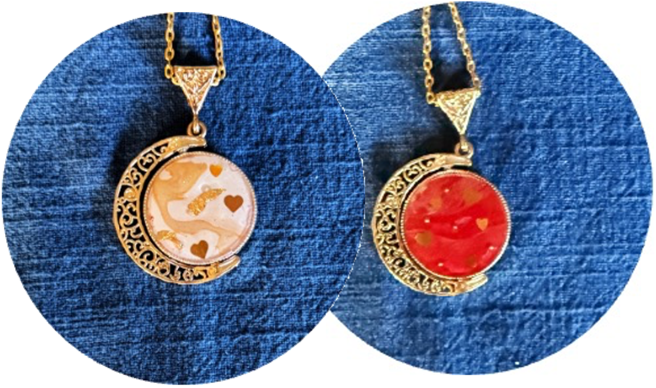 Romantic Pink and Red Swivel Pendant set in gold