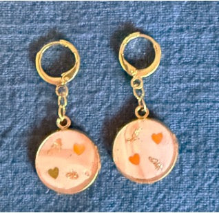 Romantic Pink Earrings in stainless steel/gold
