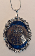 flower of life silver with blue background, 40 mm